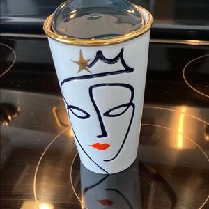 Vintage Collectible Stylish Ceramic Tumbler with Face Abstract Face Art